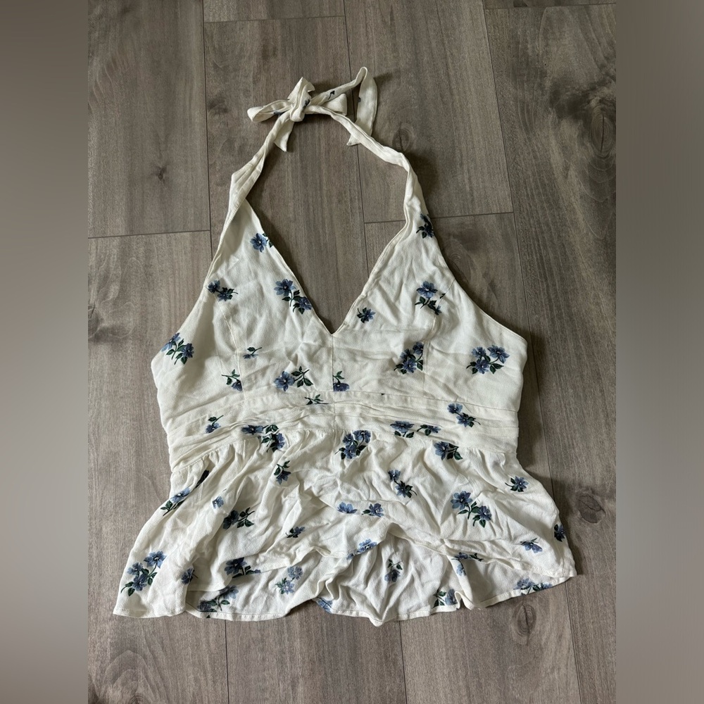 American Eagle floral back tie top